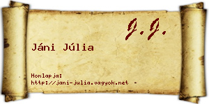 Jáni Júlia névjegykártya